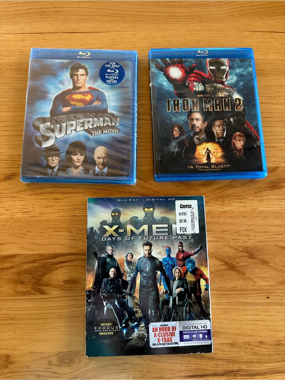 Blu-ray Movie Lot: Superman, Iron Man 2, X-Men Days of Future Past - Blue Cases